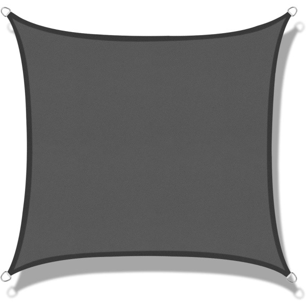 Rektangulær solsejl, 2 x 2 m, vandtæt solmarkise, polyester (PES), UV-beskyttelse til terrasse, have, udendørs, antracit