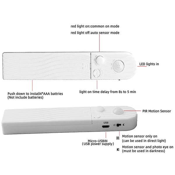 Varm hvid LED-strip med bevægelsessensor 2 meter - Eksternt batteri-FA7-