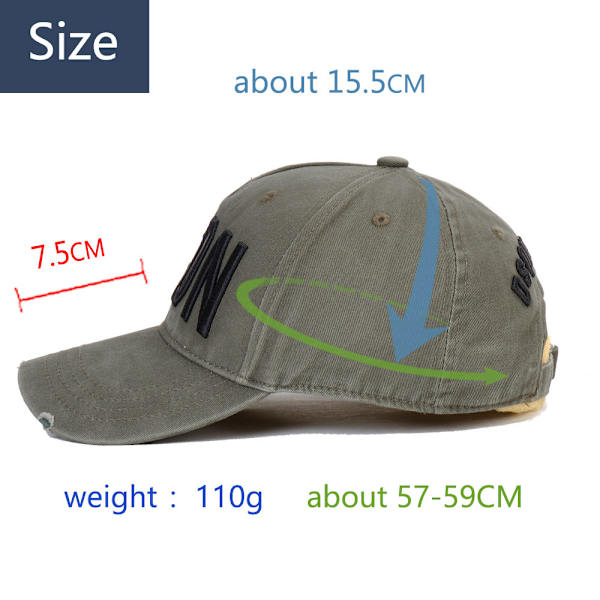 DSQ2 Herre Baseballkasket ICON Bogstavshue Army Grøn Adjustable Army green