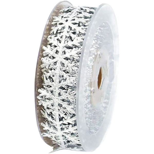 1 st snöflinga form silver glitterband, julband satin