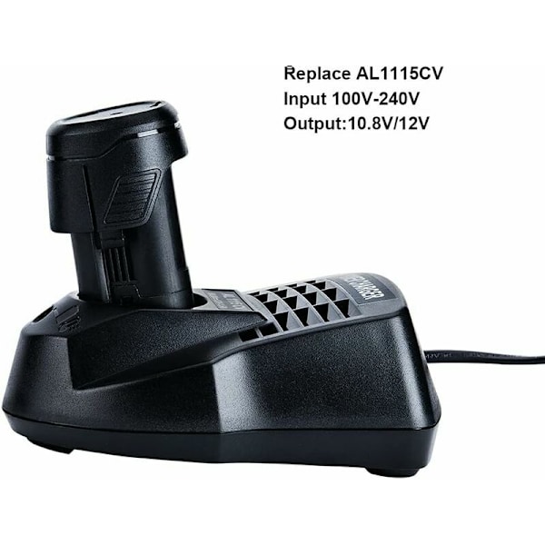 AL1115CV 10,8V 12V 1,5A Li-ion Batteriladdare för Bosch Li-ion Borr/Skruvdragare, Kompatibel med BAT411 BAT412A, med LED-indikator.