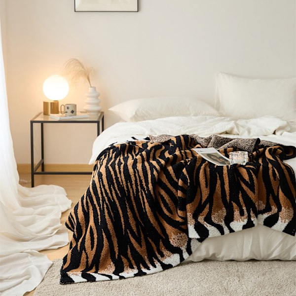Tiger Fluffy Sherpa Sängfilt, Super Mjuk Mink Fleece Sofffilt 130*160CM