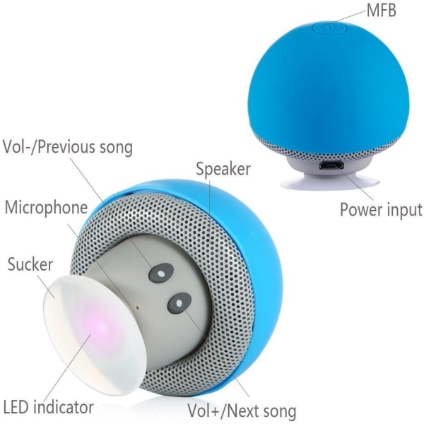Mushroom Mini Trådløs Bærbar Bluetooth 4.1 Høytaler med Mikrofon