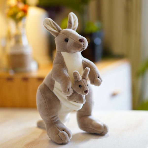 Mamma og sønn kenguru plysjleketøy gaveidé søt dukke gave dukke, 38cm