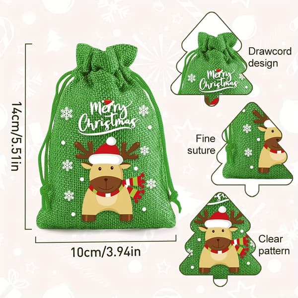 Återanvändbara presentpåsar i jute med dragsko för jul, fester och bröllop 24pcs mixed