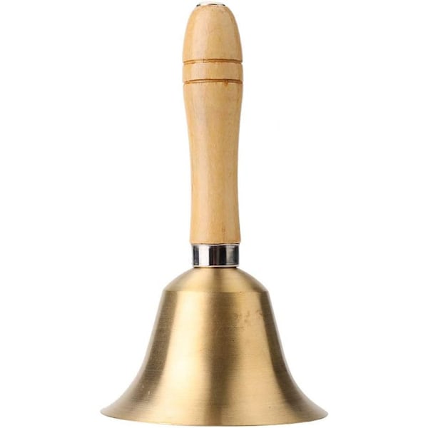Handklocka - Mässingshandklocka med massivt trähandtag, mycket högljudd handklocka