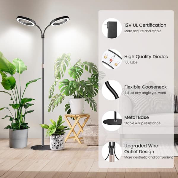 Fuld Spektrum Dobbelt Hoved LED Vækstlys med Timer & Stativ-FA-