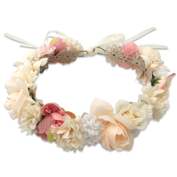 Kvinna Flicka Blomma Bröllop Boho Krans Krona Blomster Girlang Fest