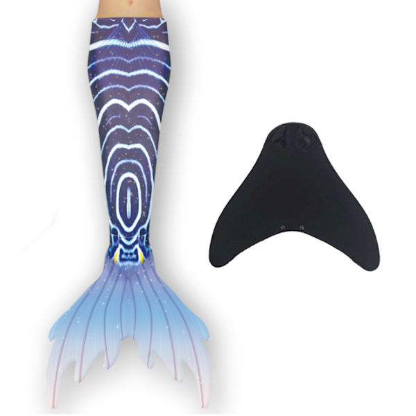 Pige Mermaid Tail med Monofin mørkeblå 140 dark blue