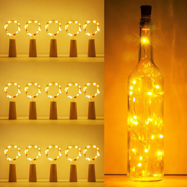 16-pack flaskebelysning, 2m 20 LED batteridriven kork LED S