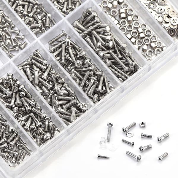 1000 stk. mikrobriller Forma mini solbriller sortiment skrue klokke mutter reparasjonssett for rustfrie stålskruer-FA-