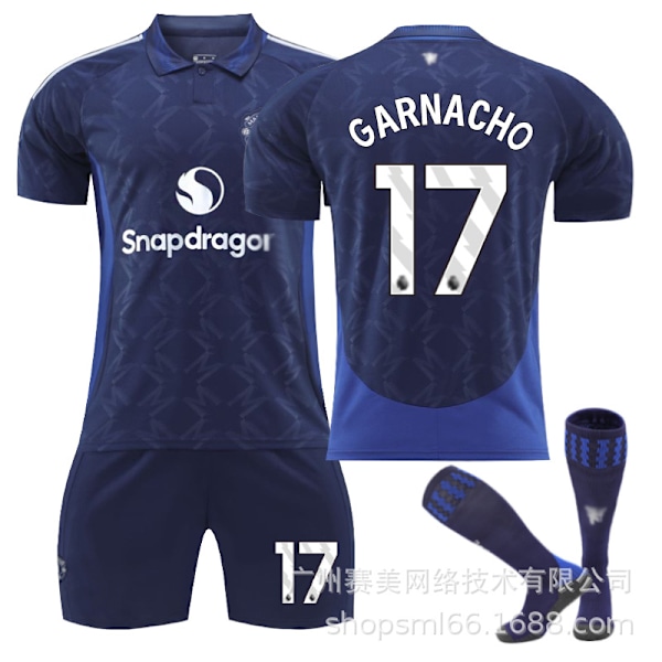 Manchester United Bortalag Barnfotbollströja Set 2024-2025 NO.17 Garnacho-Xin XS