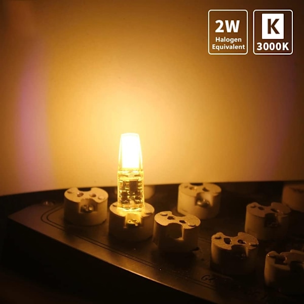 10 stk LED G4 dæmpbare pærer, 2W, varm hvid, AC/DC 12-24V - Perfet