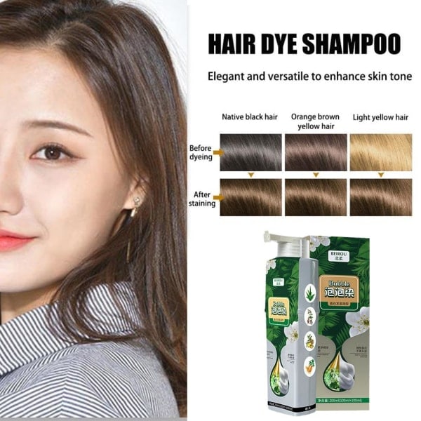 TG 2023 Nytt hyra växtextrakt för grått hårfärg Bubble Dye Bubbl svart brun 200ml