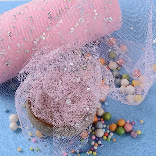 Kimalteleva tyllikangas, glitter tylli, hääkello tylli, sopii koristeluun, lahjapakkaamiseen, vaatteisiin