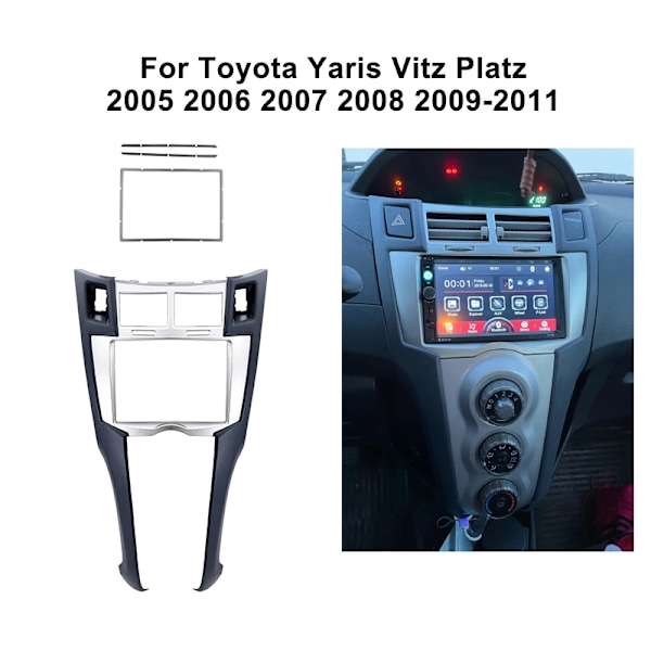 2 DIN for Toyota Yaris Vitz Platz 2005 2006 2007 2008 2009-2011 Bil DVD/CD Radio Stereo Fascia Panel Ram Adapter Monteringssats