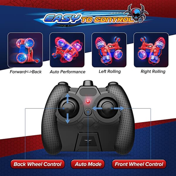 Fjernstyrt Spiderman Stuntbil med 360 Flips & 4WD Lys-FA-