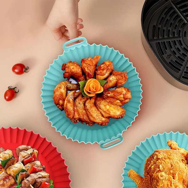 Airfryer Silikonform, varmluftsfritös, 2 stk genanvendelige non-stick 21,5 cm
