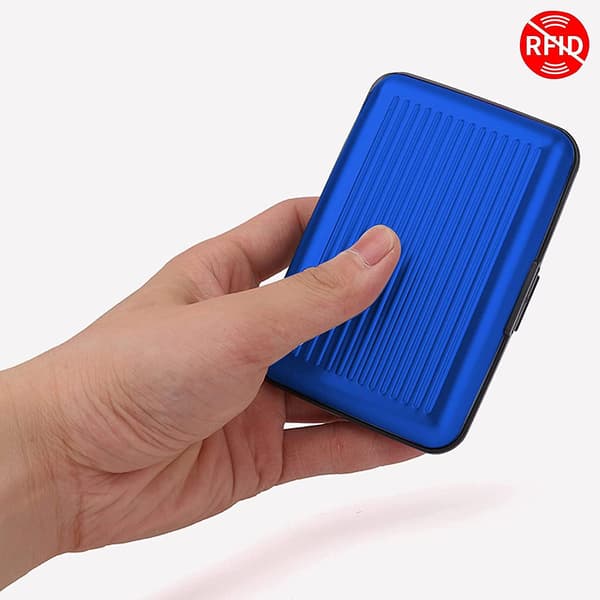 Kortholder i aluminium med RFID-beskyttelse Blå-FA-