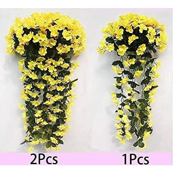 2-pack konstgjorda hängande blommor Växter, flerfärgad violett blomma Murgröna Wisteria Girlang Dekor Vackra sidenblommor för inomhushängning utomhus