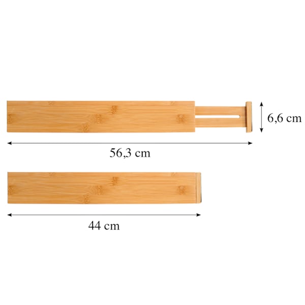 Utvidbar skuffeskiller, laget av bambus, dimensjoner: 45,5-55,8