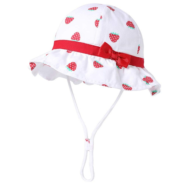 Babyhatt Bomull Sommarhatt Fällbar Solhatt med Hakrem Tjej