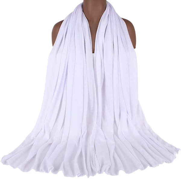 Ultramyk stretch jersey turbanhodeband lange ensfargede Scarf-White