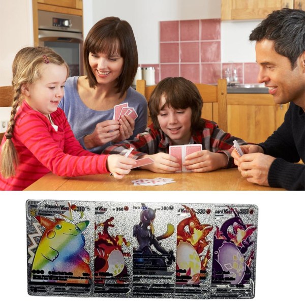 Tegneserie Anime Guldfolie Trading Card Set for barns brettspill og samleobjekter Sølvfarget Silvery