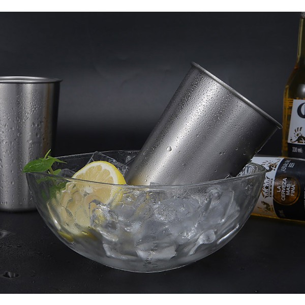 Rustfrie ølglass i rustfritt stål - Stabelbare ølglass for reiser - Metallglass for å drikke utendørs - 500 ml gjenbrukbare stålglass - 5-pakning