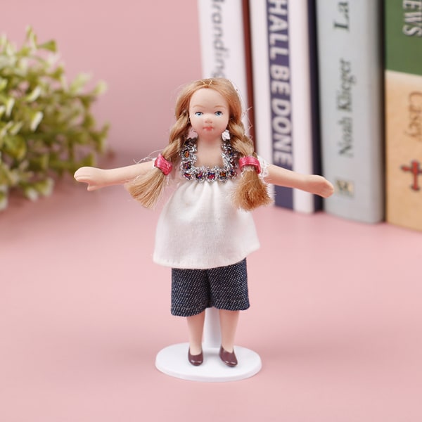 Dockhus Mini-porslinsdocka Modell Blond tjejleksak
