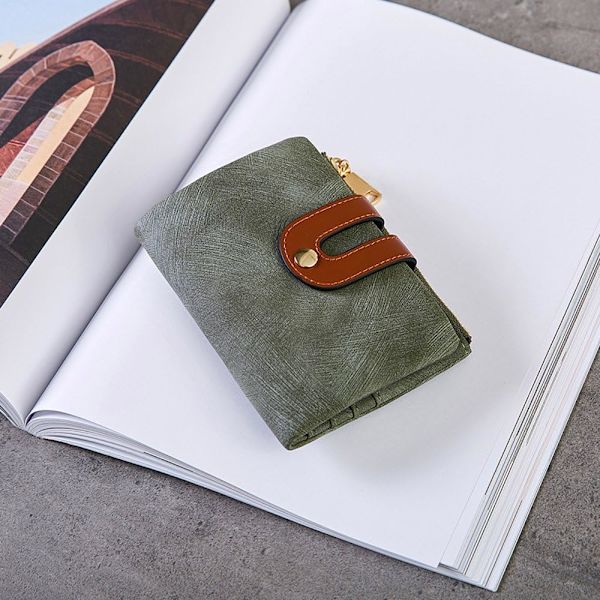Damplånböcker Små Rfid Dam Bifold Plånbok Med Dragkedja Myntficka, Mini Handväska Mjuk Kompakt Tunn (Grön)