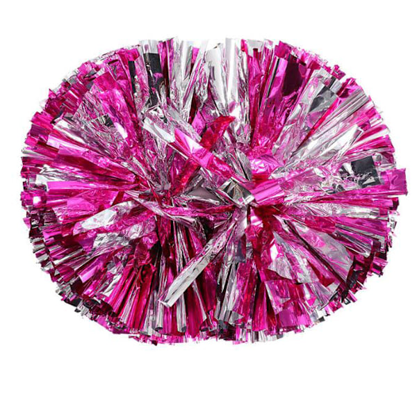2 kpl Metallinhohtoisia Pom Pomeja Cheerleadingiin pink silver