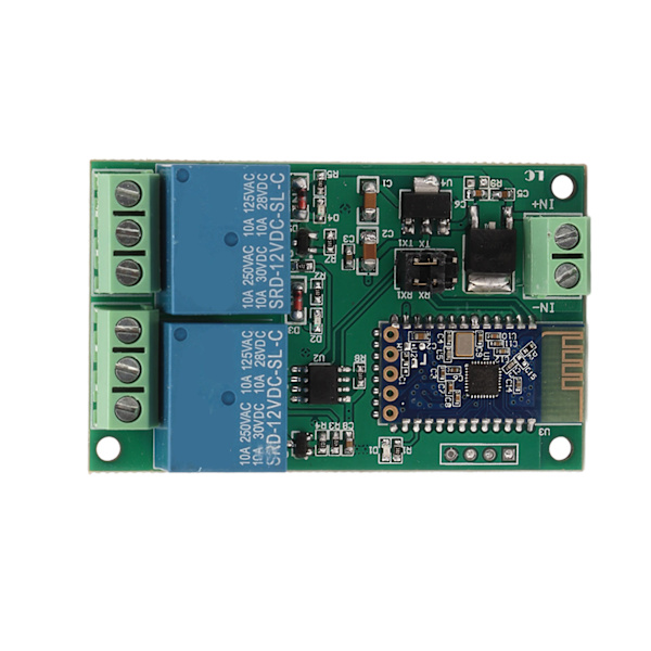2-kanals Bluetooth-relæmodul kort APP fjernbetjening med lysindikator DC 12V