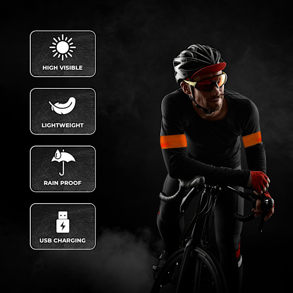 2-pack Uppladdningsbara LED-Armband – Hög Synlighet Löparljus Orange