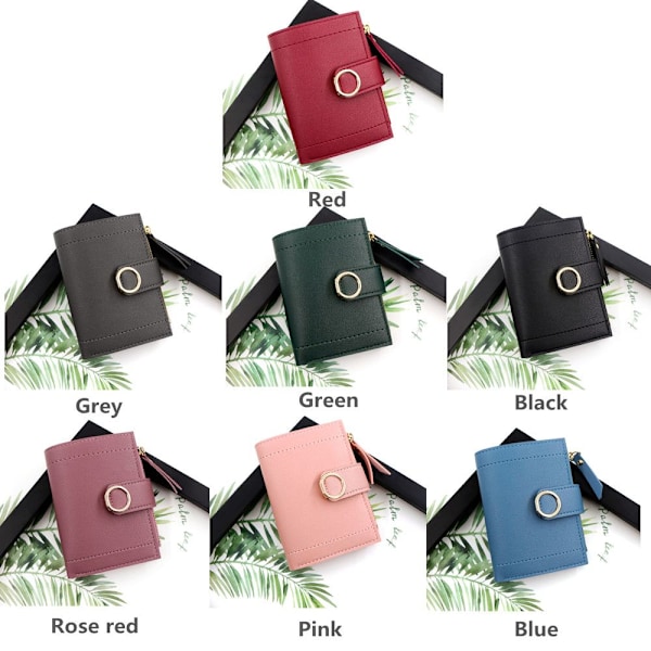 Kvinnors kort plånbok damer clutch väska ROSE RED Rose red