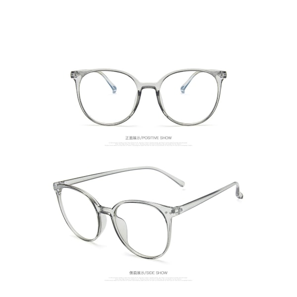 Blåljus Anti blått ljus datorglasögon Runda/Ovala Retro - Grå Transparent gray 30