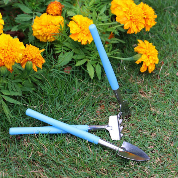 Hagesett med 3 hageredskap, håndspade, jern spade spade rive