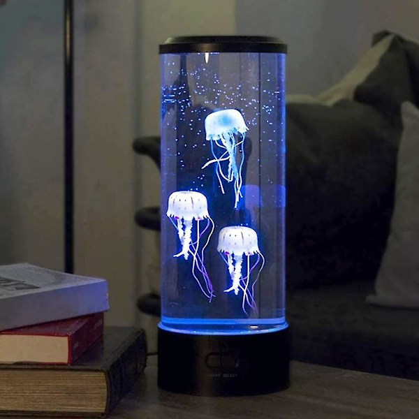 LED-manet lavalampa, USB-driven stämningslampa, med 3 konstgjorda lysande maneter