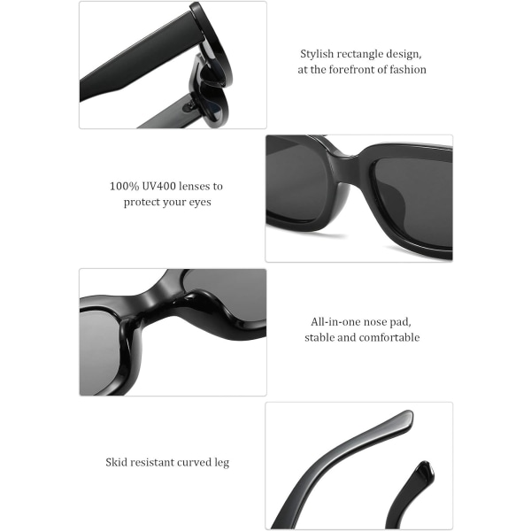 Rektangulære solbriller til kvinder - Retro Fashion solbriller