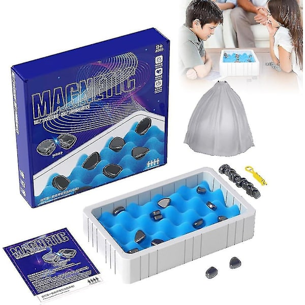 Magnetiskt Schackspel, 2024 Nytt Magnetsten Brädspel Strategispel, Roligt Bordsspel med Magneter för Barn Vuxna Familjfestspel Tz[HK] A with Sponge box and Rope