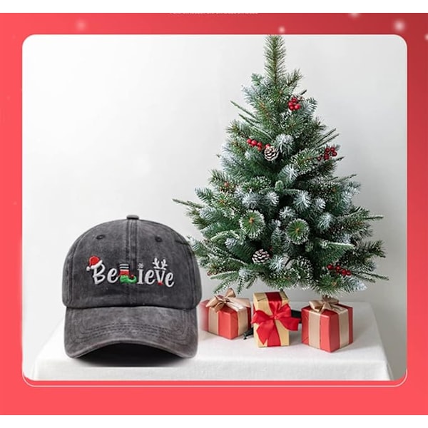 God jul-hatt for menn og kvinner, morsom justerbar bomullsbroderi med caps for juleferien