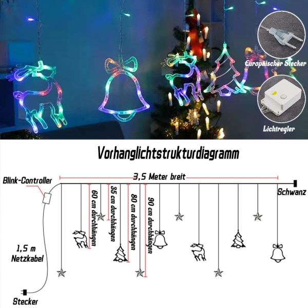LED-jouluikkunavalot, 3,5 metrin sisävalosarjat