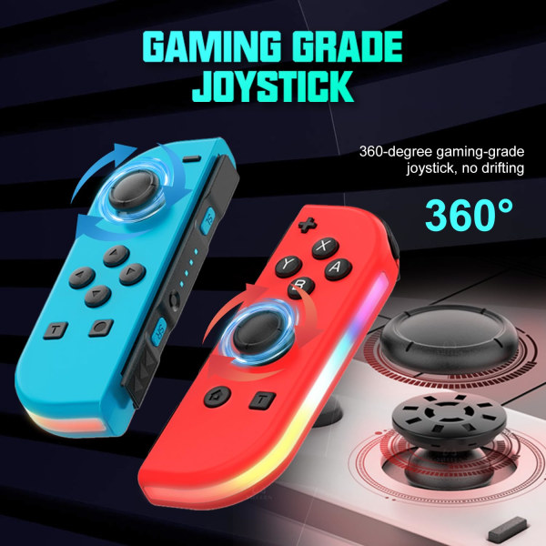 Trådløs håndkontrol kompatibel med Nintendo Switch, Oled, Lite Gamepad Joystick (l/r) Udskiftning med Rgb højre blue+red