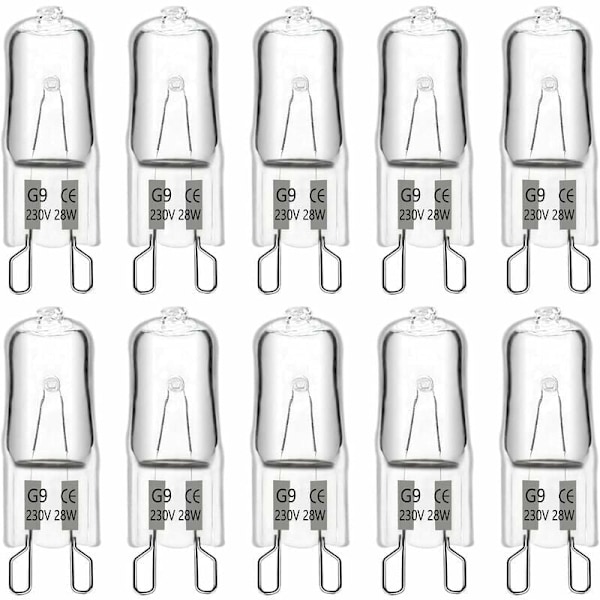 G9 halogenpære 28W 230V, 370LM 2700K varm hvit dimbar, G9 kapselpærer, for lysekroner, landskapslys, vegglamper, skapbelysning, pakke o