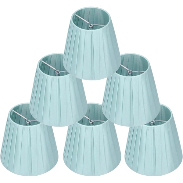 6-pak små lampeskærme i stof, lampeskærm til natbord, lysekrone (lyseblå) light blue