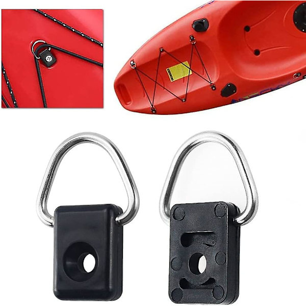 Kajakk D-ring tilbehør 10 stk for kano padle ringer surreögla båt kajakk tilbehør, nylon og rustfritt stål feste ring vedlikehold W