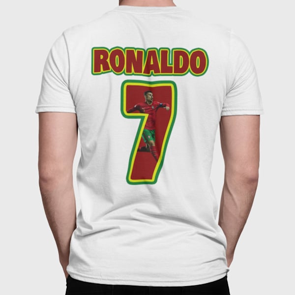 T-shirt Ronaldo Portugal sporttröja tryck fram & bak Vit White XS