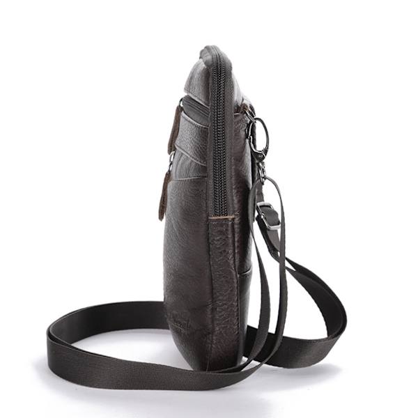 Herr Äkta Läder Mode Telefonväska Bältesväska Axel Crossbody Midjepaket