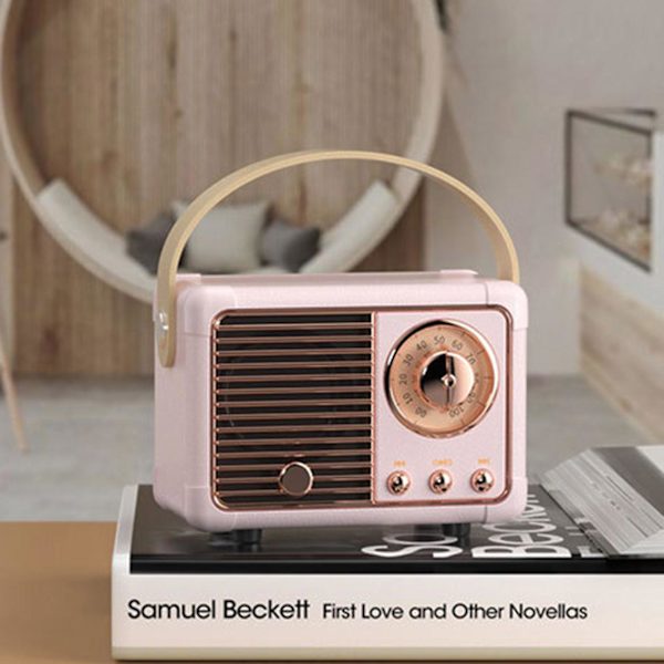 Sijiali Retro Bluetooth-kompatibel högtalare Hifi-ljud Mini Bärbar Trådlös Subwoofer Resemusikspelare för utomhusbruk Black