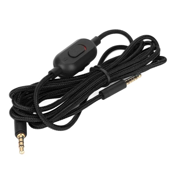 Gaming headset-kabel vævet hovedtelefonledning med lydstyrkekontrol og mute-kontakt til Logitech G Pro X G433 G233 Sort